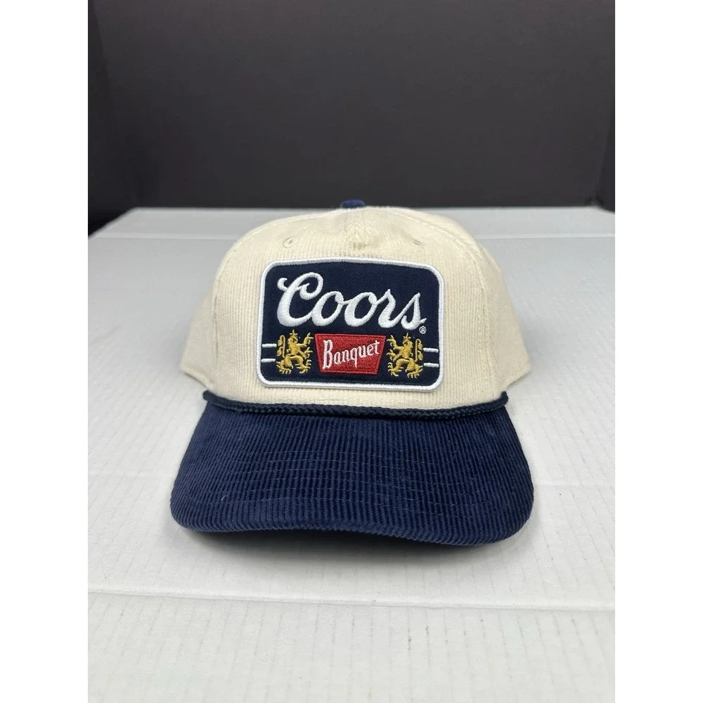 Coors Banquet Beer Snapback Rope Cap Hat Cream Navy Blue OSFA Brand New Clean